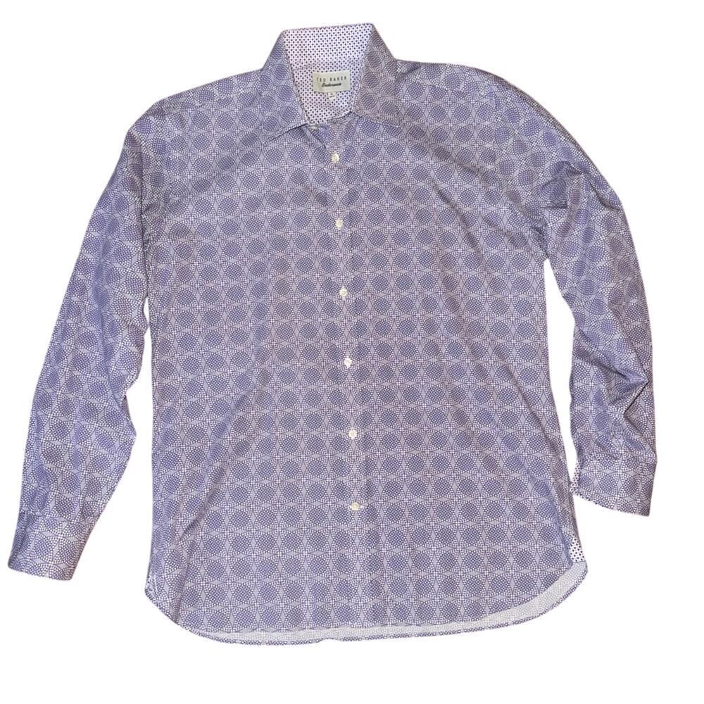 Ted Baker Mens Digess Circles Endurance Shirt Purple Size 16 34/35